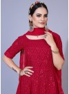 Maroon Lucknowi Chikankari Work Georgette Sharara Suit